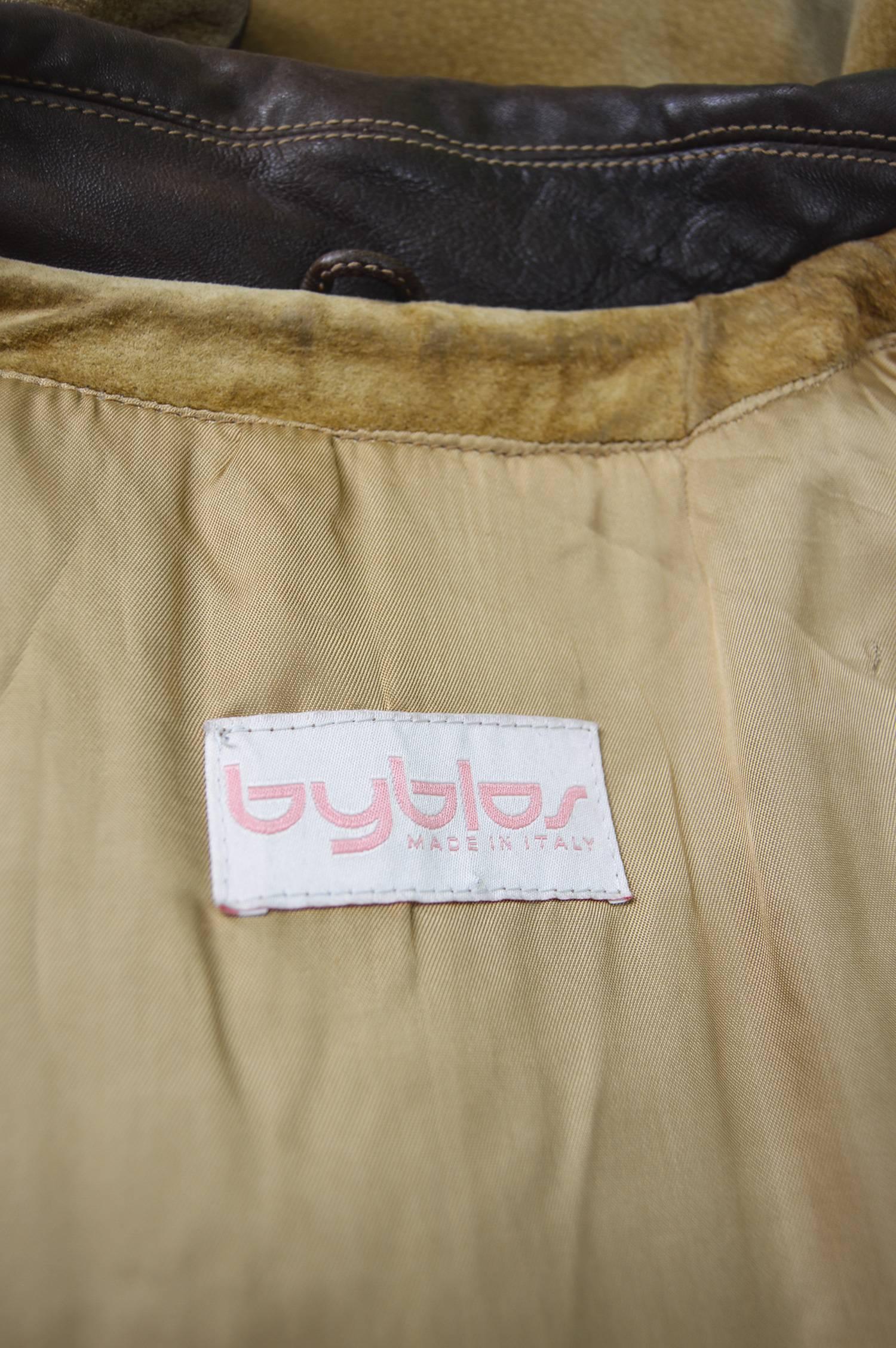 Byblos Italian Leather & Suede Oversized Western Style Fringed Jacket, 1980s 4