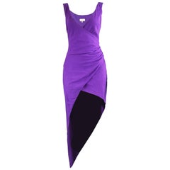 Byblos Vintage Asymmetric Purple Linen Mini Party Dress:: S / S 1992