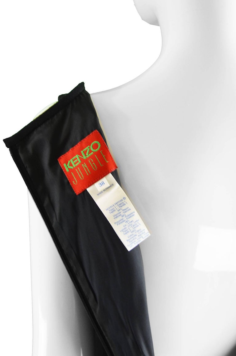Kenzo Black Flocked Logo Pinstripe Dress