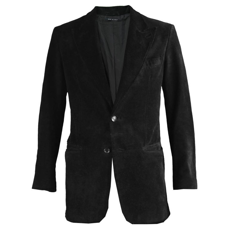 Tom Ford for Gucci Men's Black Suede Blazer with Peaked Lapels, A/W ...