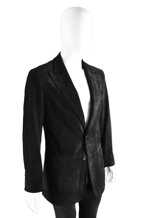 Tom Ford for Gucci Men's Black Suede Blazer with Peaked Lapels, A/W ...