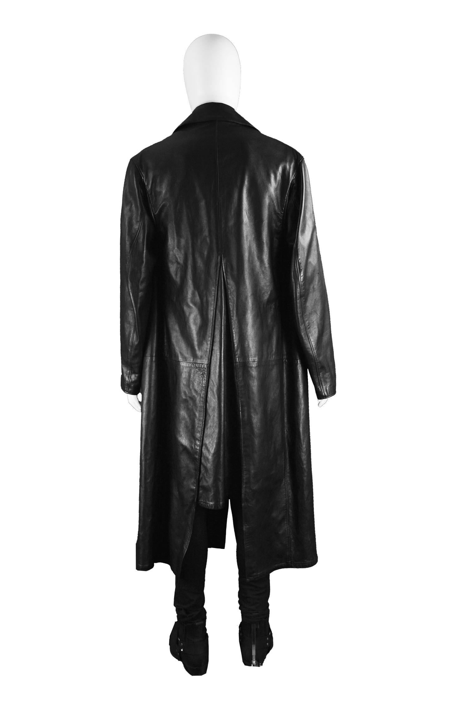 Gianni Versace Men's Black Leather Long Maxi Trench Coat, F/W 1998 1