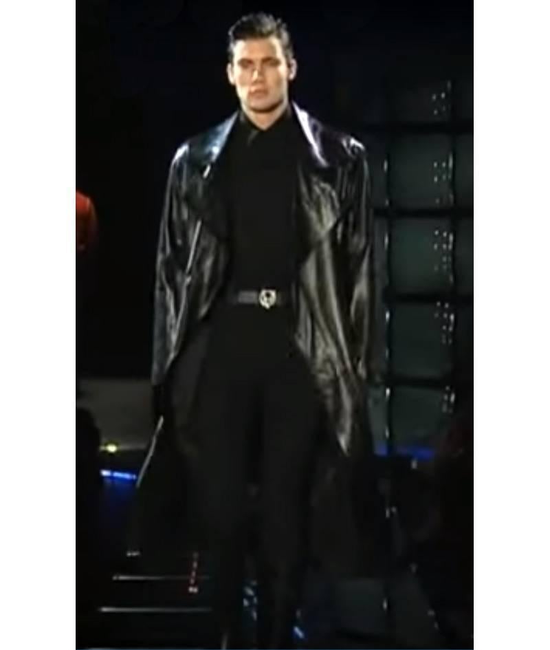 Gianni Versace Men's Black Leather Long Maxi Trench Coat, F/W 1998 4
