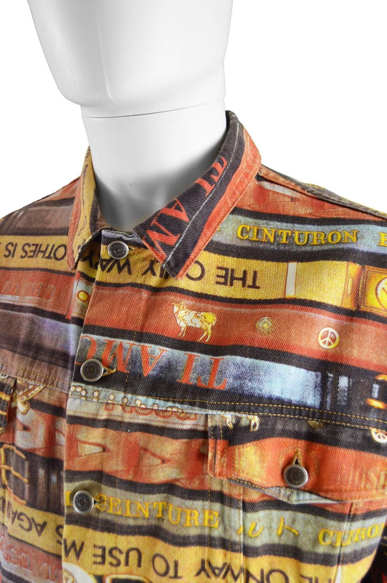 Moschino Iconic Belt Print Men's Vintage Denim Jacket, 1990s For Sale ...