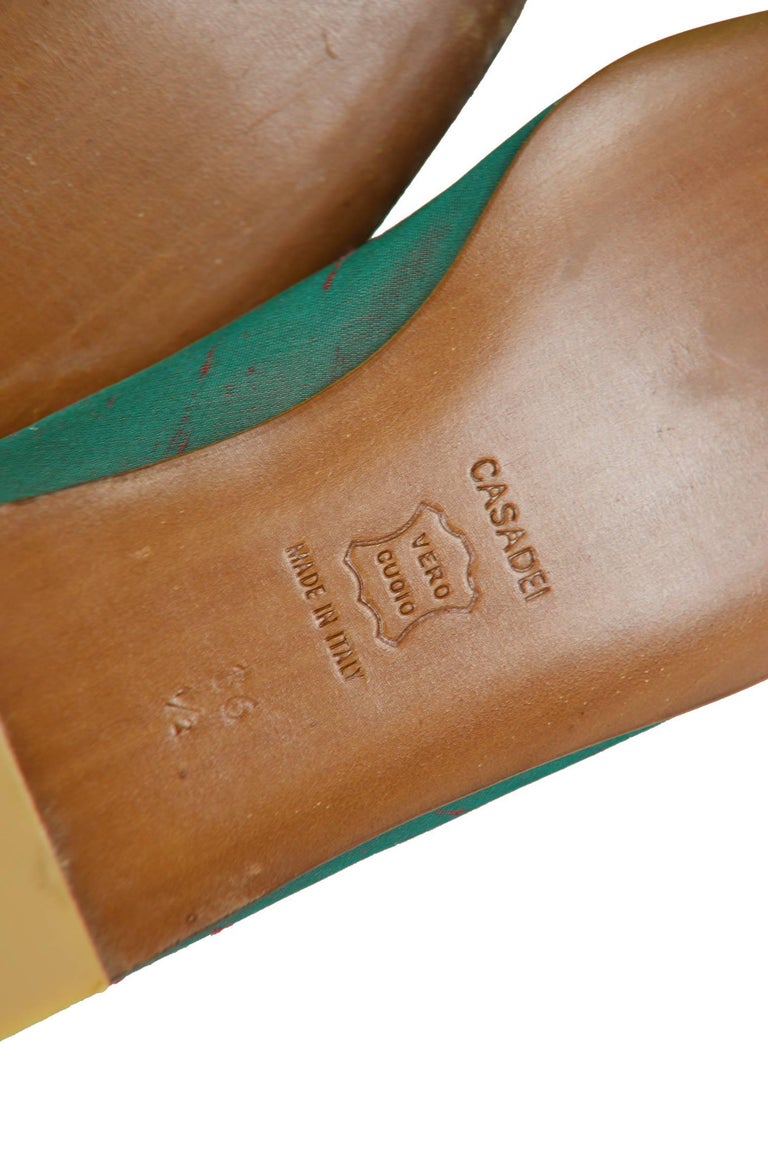 Sandales ROMEO GIGLI Vintage Années 90 - Cuir Suédé Vert - Taille 42 IT