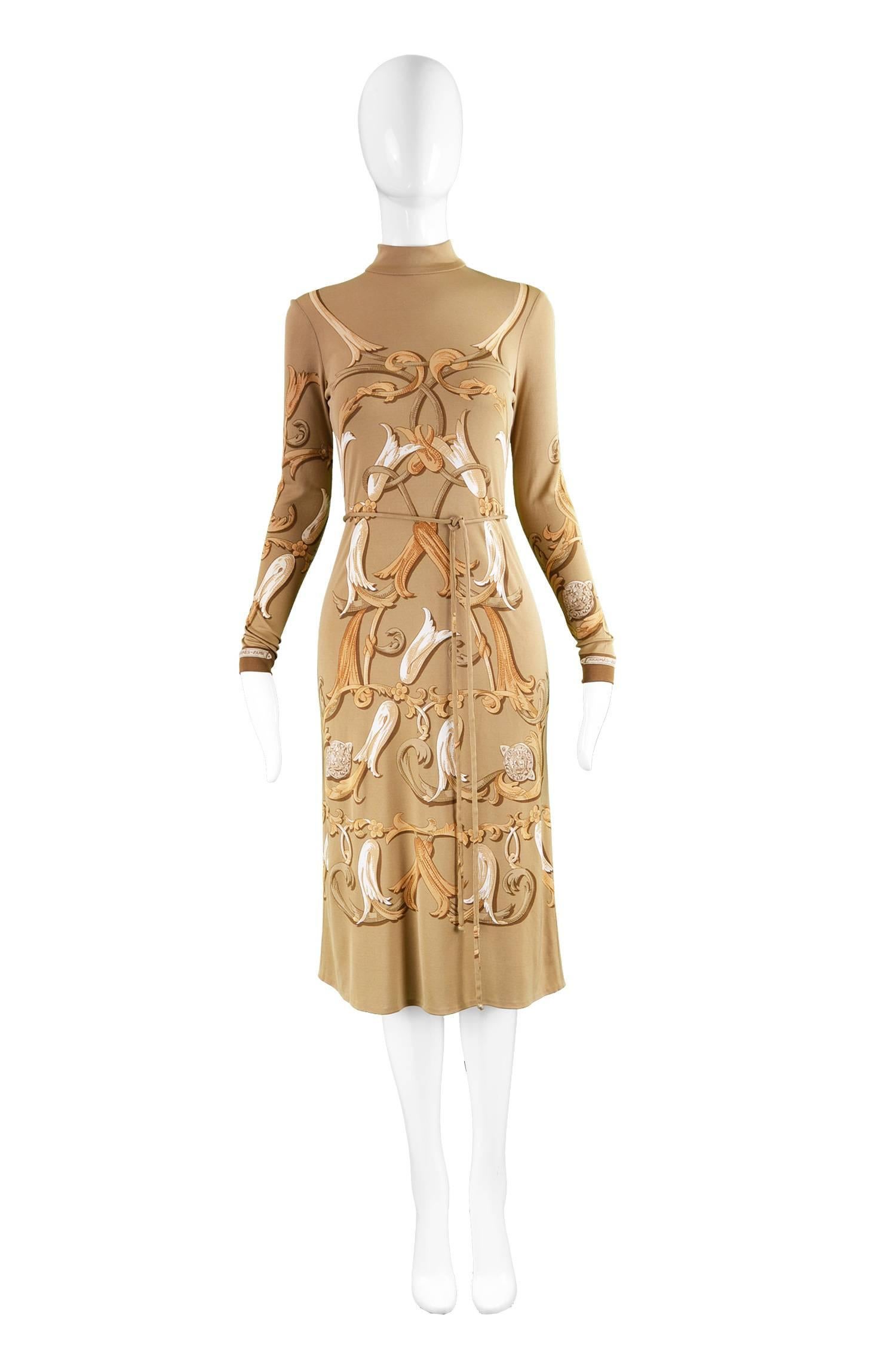 Hermes Paris Vintage Belted Brown Silk Jersey Shift Dress, 1970s

Estimated Size: UK 10/ US 6/ EU 38. Please check measurements to ensure fit
Bust - 34” / 86cm
Waist - 30” / 76cm (can be pulled in with belt)
Hips - 38” / 96cm
Length (Shoulder to