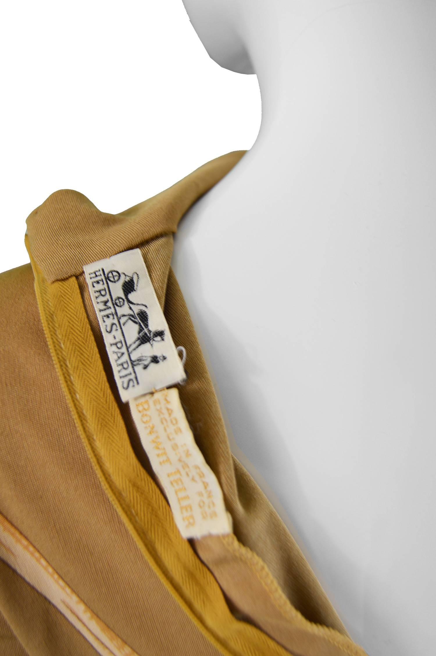 Hermes Paris Vintage Belted Brown Silk Jersey Shift Dress, 1970s For Sale 4