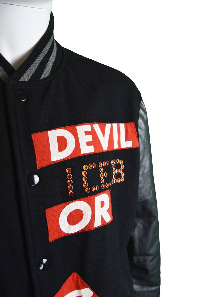 Iceberg Men's Vintage Baseball Jacket with Coated Sleeves, 1990s For