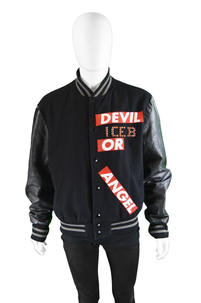 Iceberg Men's Vintage Baseball Jacket with Coated Sleeves, 1990s For