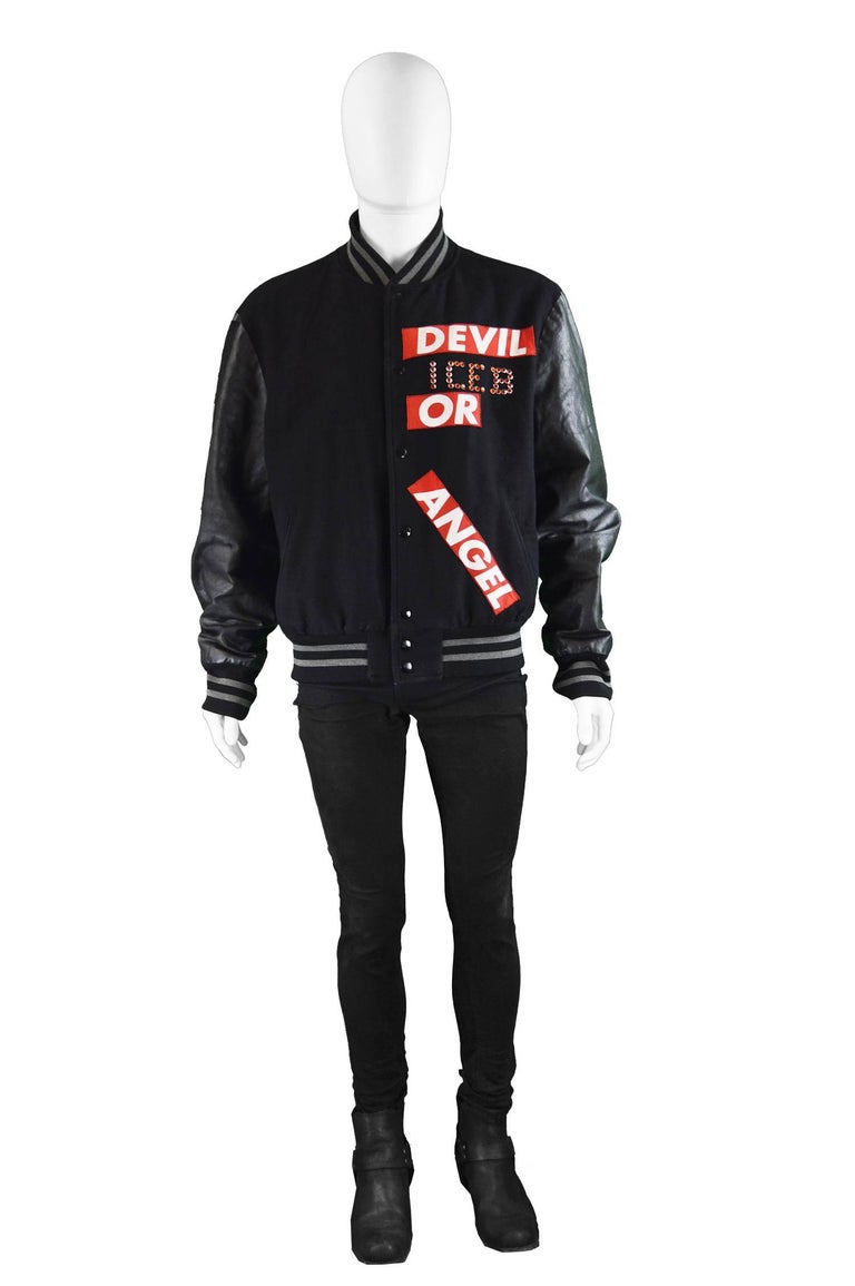 Iceberg Men's Vintage Baseball Jacket with Coated Sleeves, 1990s For