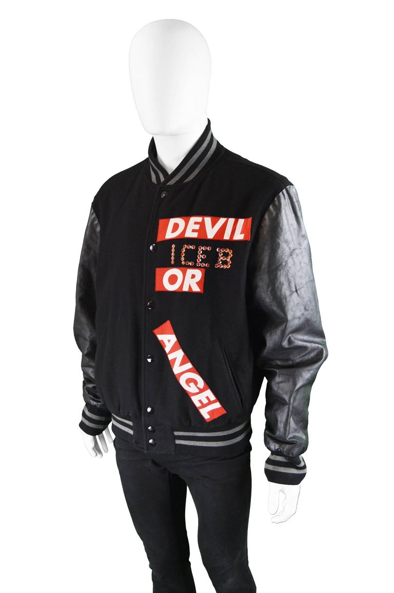 Iceberg Men's Vintage Baseball Jacket with Coated Sleeves, 1990s For