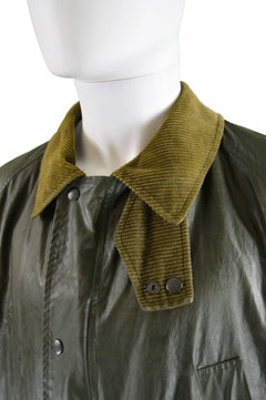 Burberry Rare Men''s Vintage Dark Green Waxed Cotton Jacket, 1980s For Sale  at 1stDibs