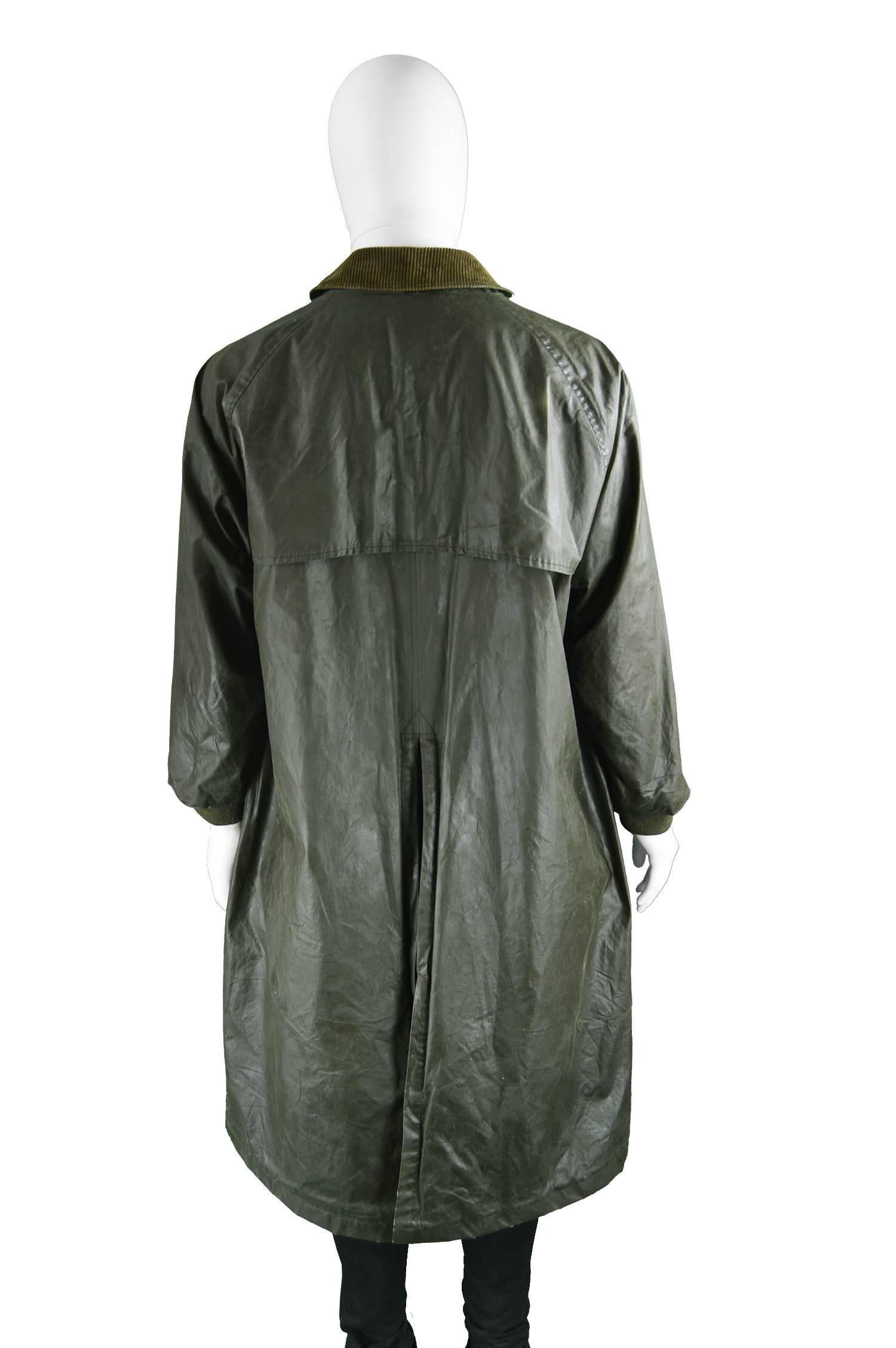 Burberry Rare Men's Vintage Dark Green Waxed Cotton Jacket, 1980s For Sale  at 1stDibs