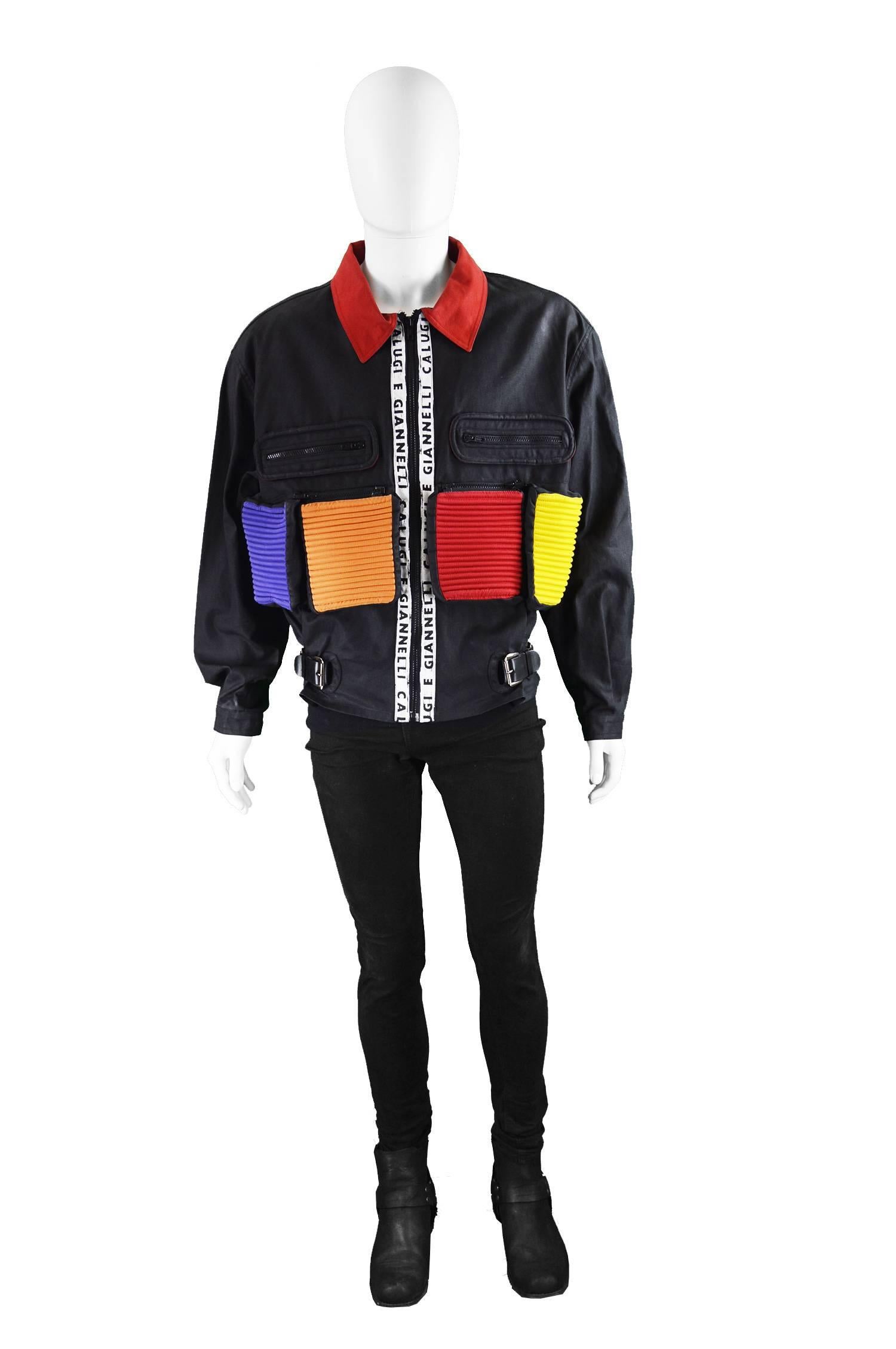 Calugi E Giannelli Rare Men's Vintage Avant Garde Utility Jacket, 1980s

Size: Marked 52 which is roughly a men's Large. Please check measurements to ensure best fit.
Chest - 48” / 122cm (has a loose fit like most denim jackets of this style)
Length