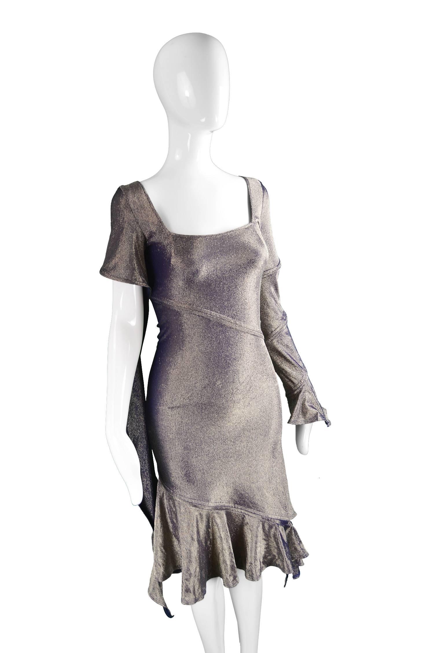 Women's Vivienne Westwood Gold & Blue Lurex Avant Garde Zipper Dress, 1990s