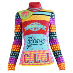 Christian Lacroix Vintage Multicolored Knit Turtleneck Sweater, 1990s