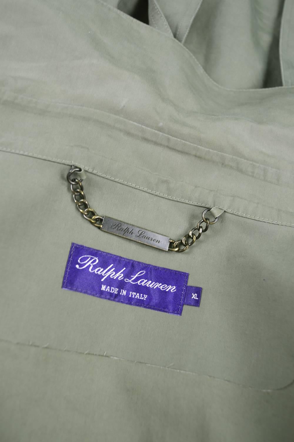Ralph Lauren Purple Label Men's Green Bonded Cotton Short Trench Coat 2