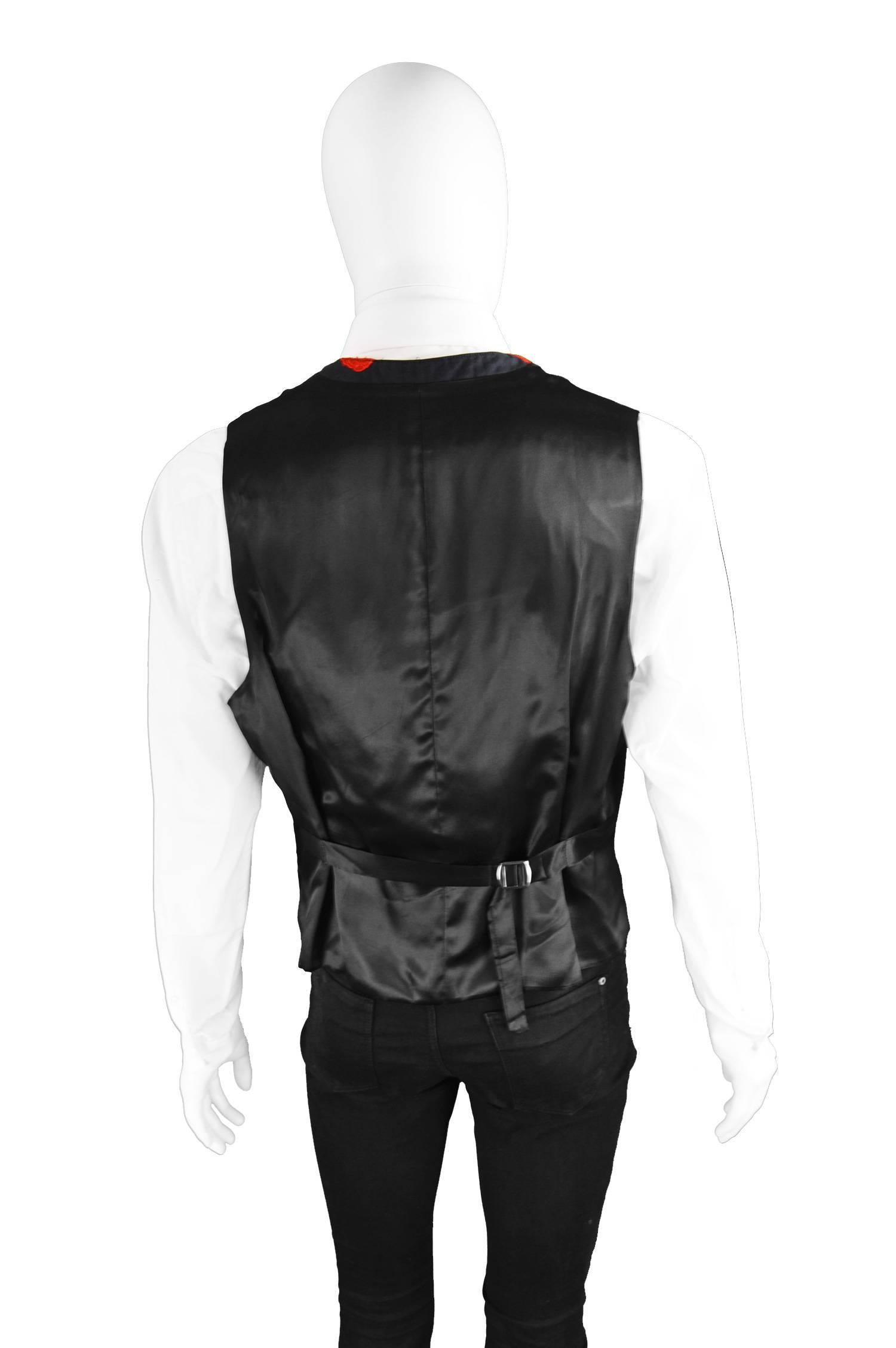 Paul Smith Men's Vintage Black & Red Embroidered Waistcoat, 1990s 2