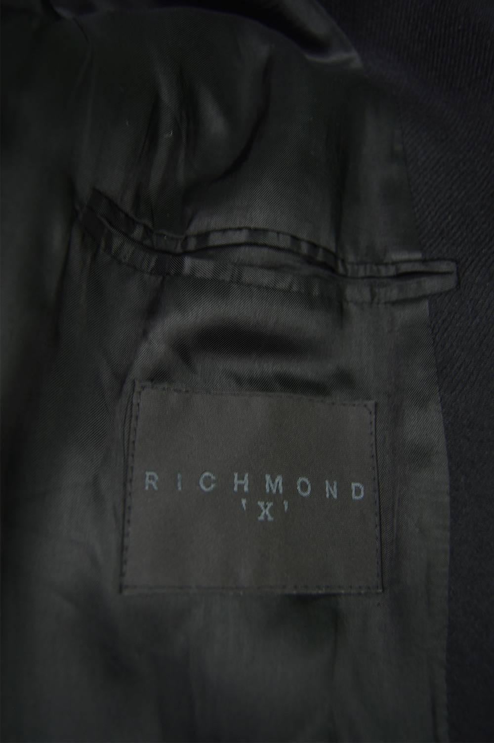 John Richmond Men's Black Embroidered Leather & Wool Blazer Jacket 3