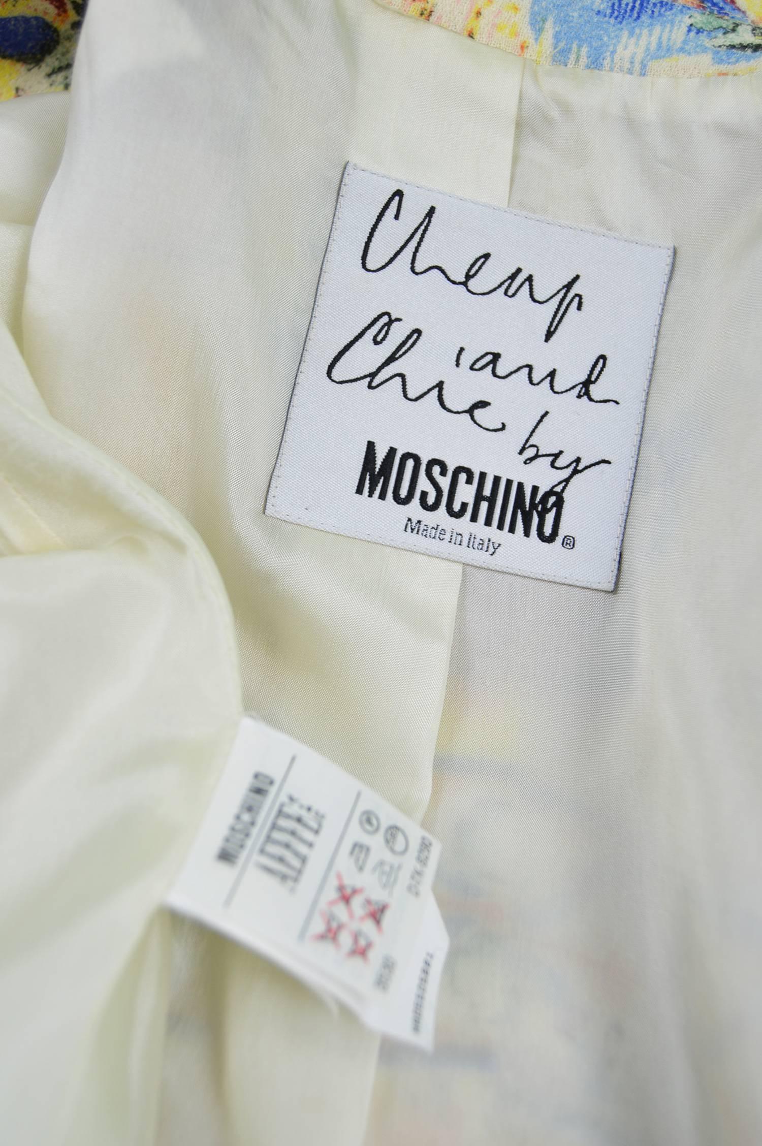 Moschino Cheap & Chic Vintage Olive Oyl & Popeye Tapestry Print Blazer, 1990s For Sale 5
