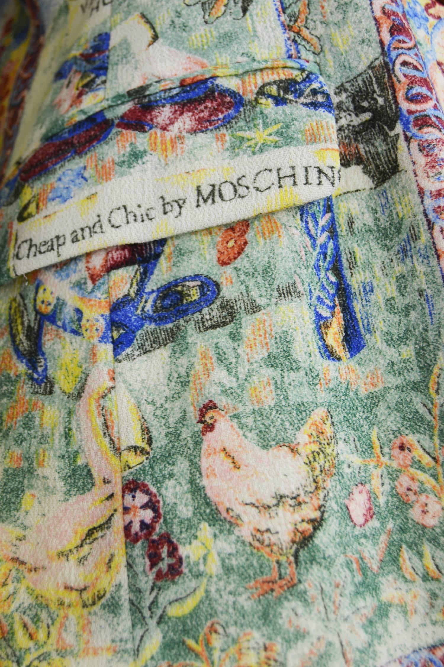 Moschino Cheap & Chic Vintage Olive Oyl & Popeye Tapestry Print Blazer, 1990s For Sale 1