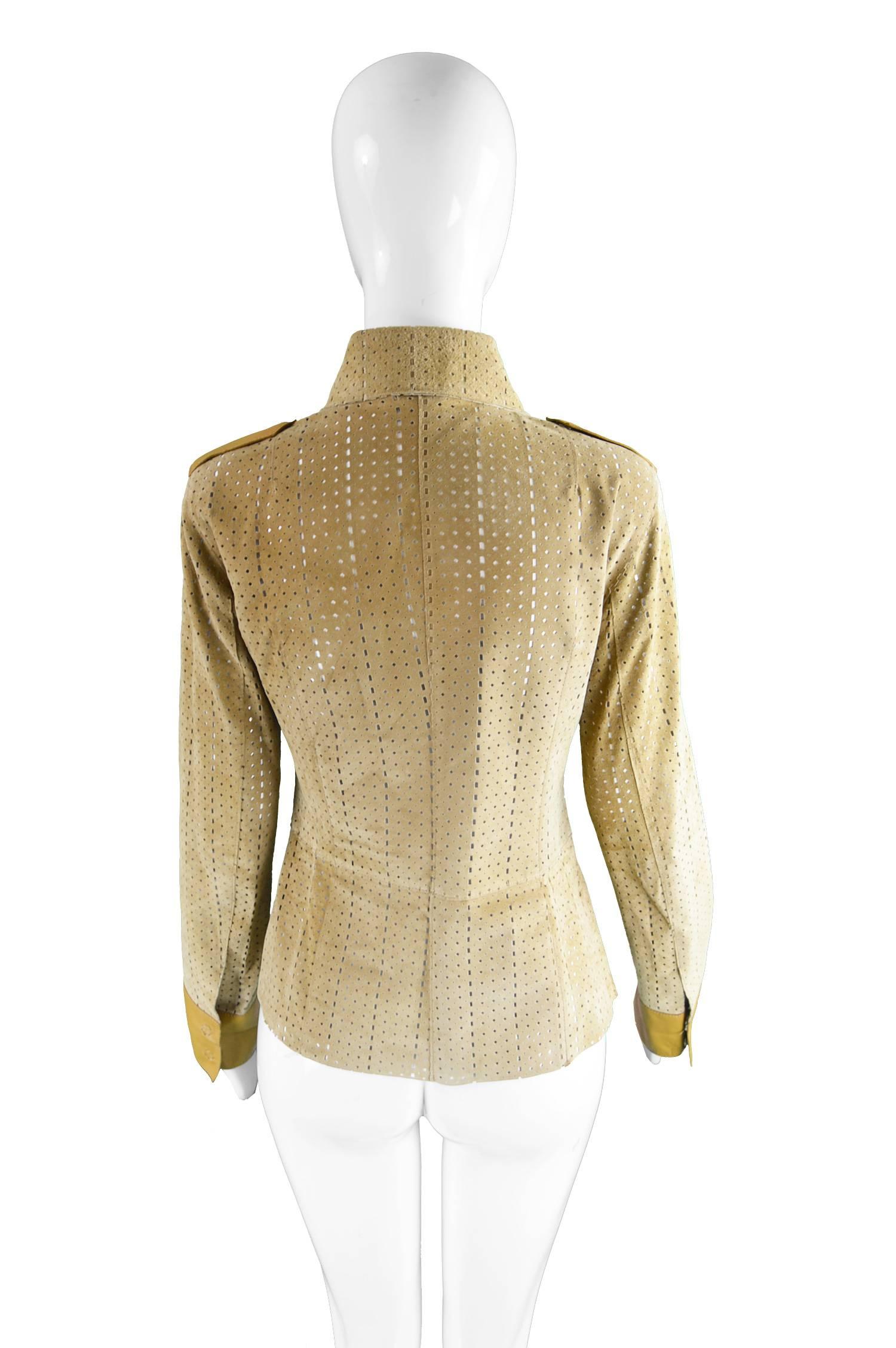 Dolce & Gabbana Vintage Brown Cutwork Suede and Leather Shirt, 1990s For Sale 5