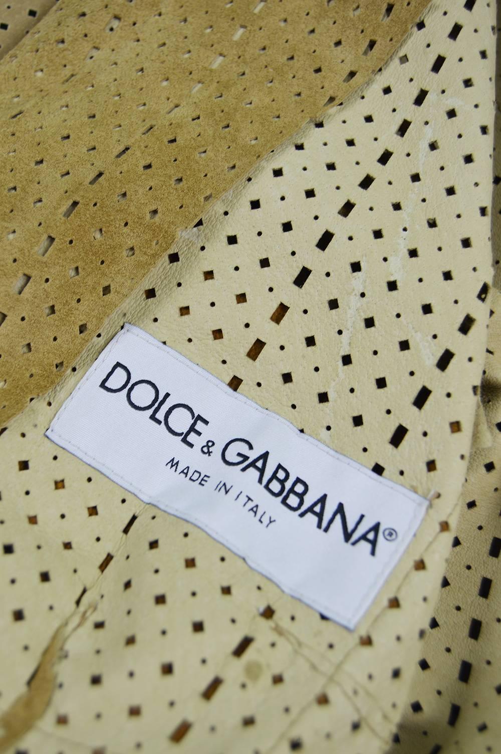 Dolce & Gabbana Vintage Brown Cutwork Suede and Leather Shirt, 1990s For Sale 6