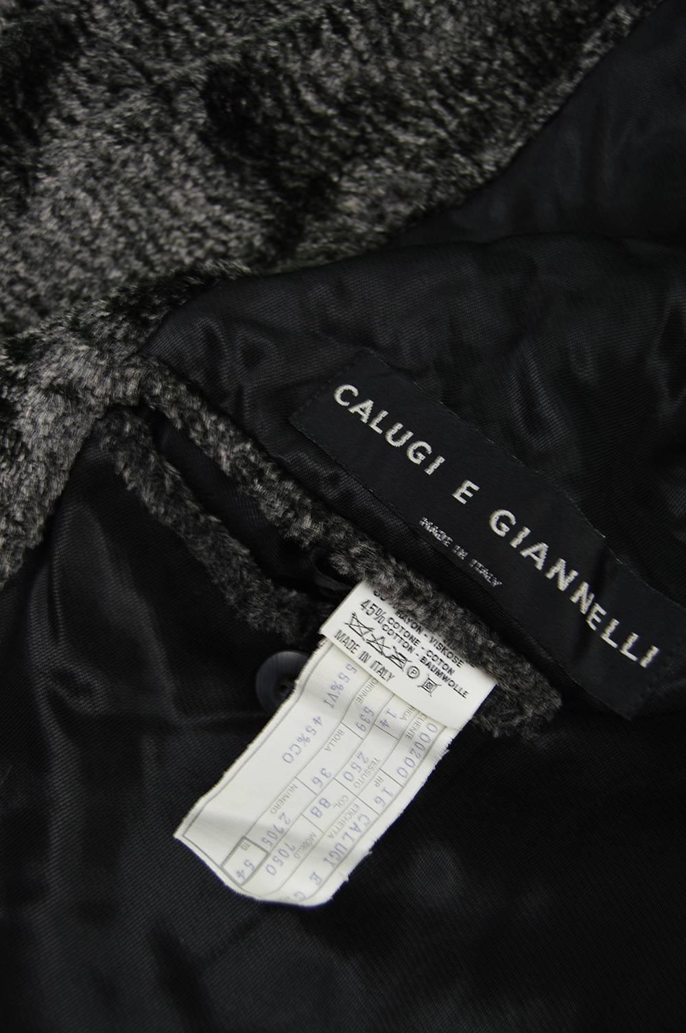 Calugi E Giannelli Mens Gray Faux Fur Vintage Belted Over Coat, 1980s 5
