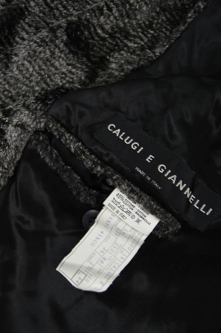 Calugi E Giannelli Mens Gray Faux Fur Vintage Belted Over Coat, 1980s ...