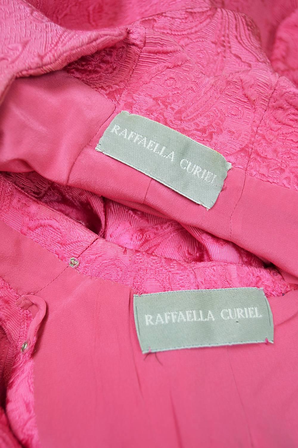 Raffaella Curiel Couture Vintage Pink Brocade Jacket and Dress Suit, 1990s 5