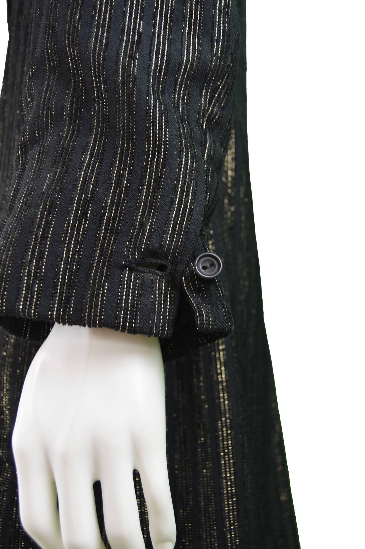 Tom Gilbey Men's Vintage Black & Gold Metallic Lamé Longline Jacket, 1980s For Sale 2