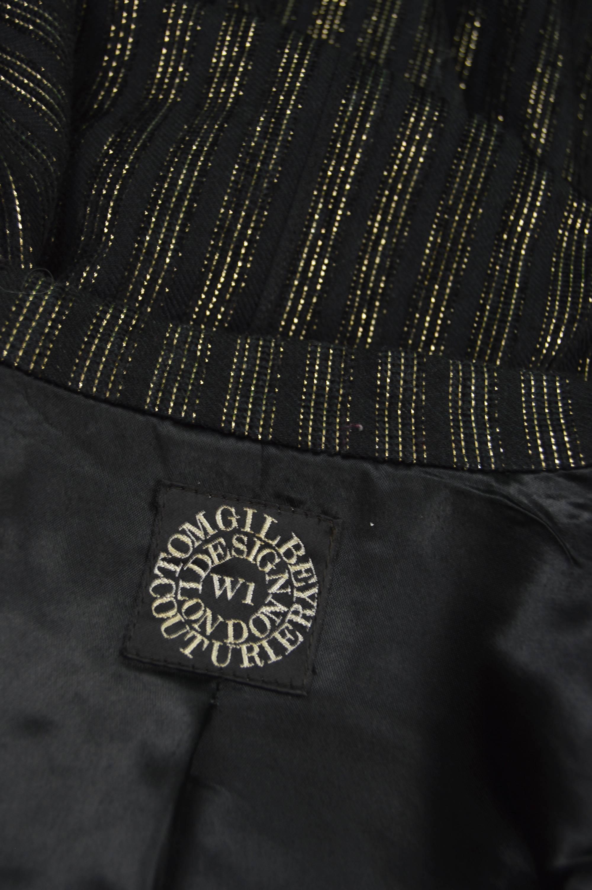 Tom Gilbey Men's Vintage Black & Gold Metallic Lamé Longline Jacket, 1980s For Sale 5