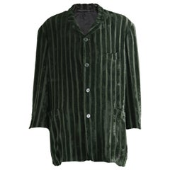 Yohji Yamamoto Mens Vintage Oversized Dark Green Velvet Devore Jacket, 1990s