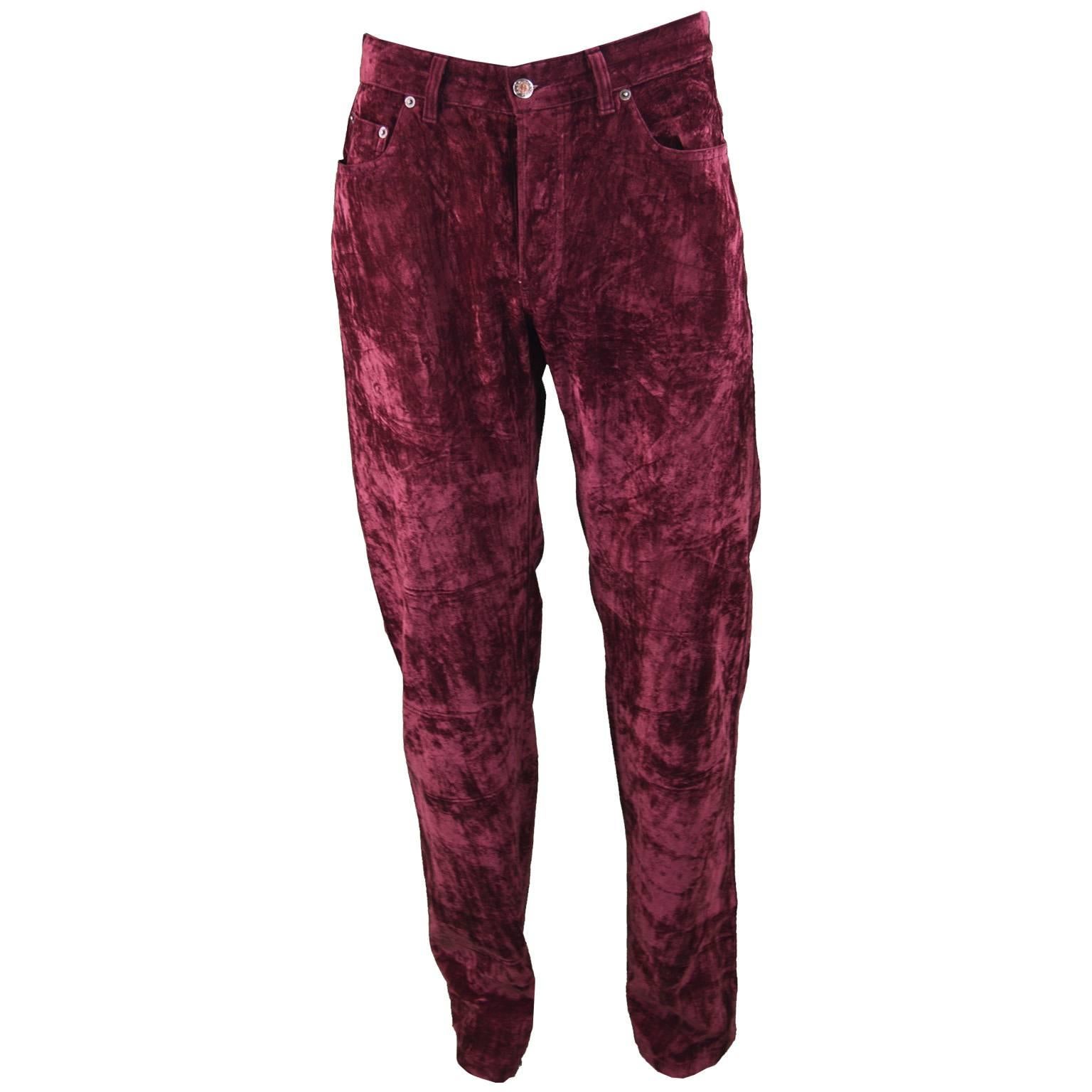 Dexter Wong Men's Rare Wine Crushed Velvet Vintage Straight Leg