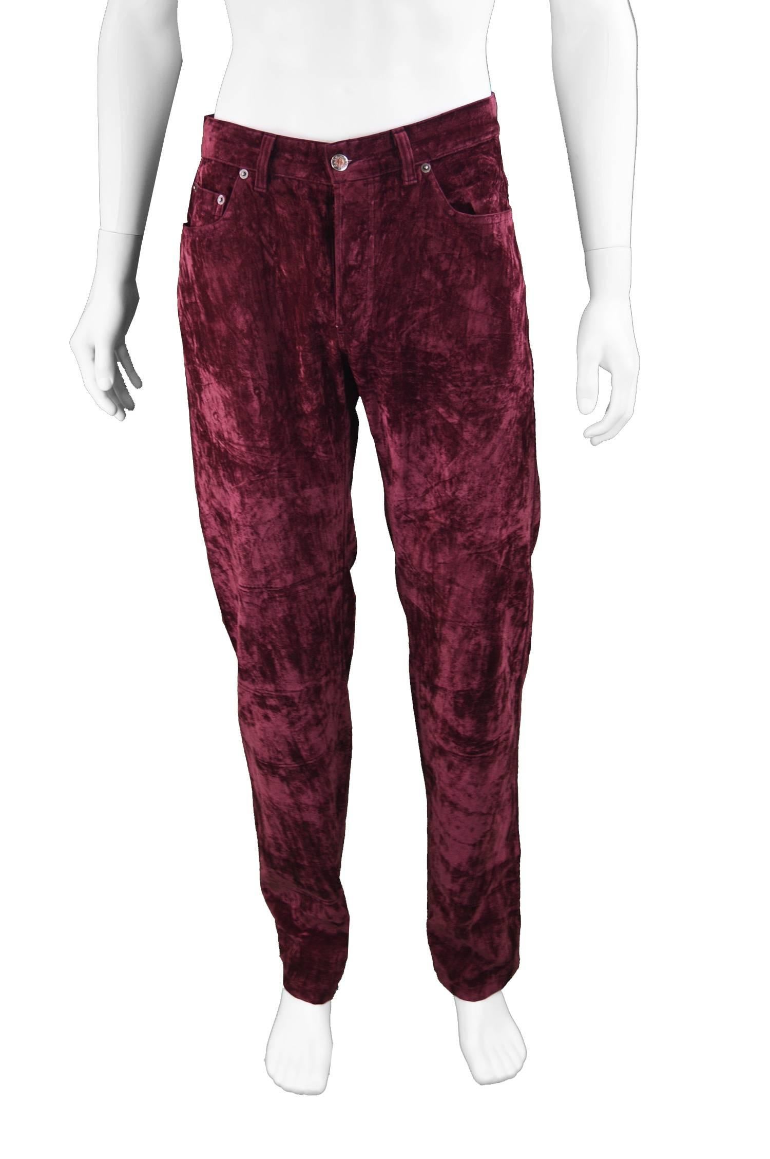 Dexter Wong Men's Rare Wine Crushed Velvet Vintage Straight Leg