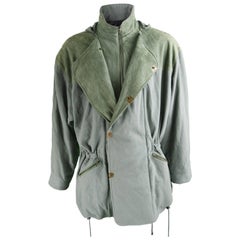 Retro Seldon by Francois Martin Mens Cashmere, Wool & Suede Green Parka Coat, 1990s
