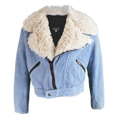 Vintage Lord John of Carnaby Street Mens Chambray Jacket with Faux Fur Collar, 1970s