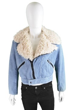 Lord John of Carnaby Street Mens Chambray Jacket with Faux Fur Collar, 1970s