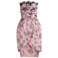 Zandra Rhodes Ribbonwork on Lace & Printed Silk Taffeta Cocktail Dress, 1980s 5