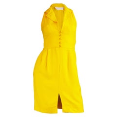 Carven Boutique Vintage Yellow Linen Mini Dress, 1960s