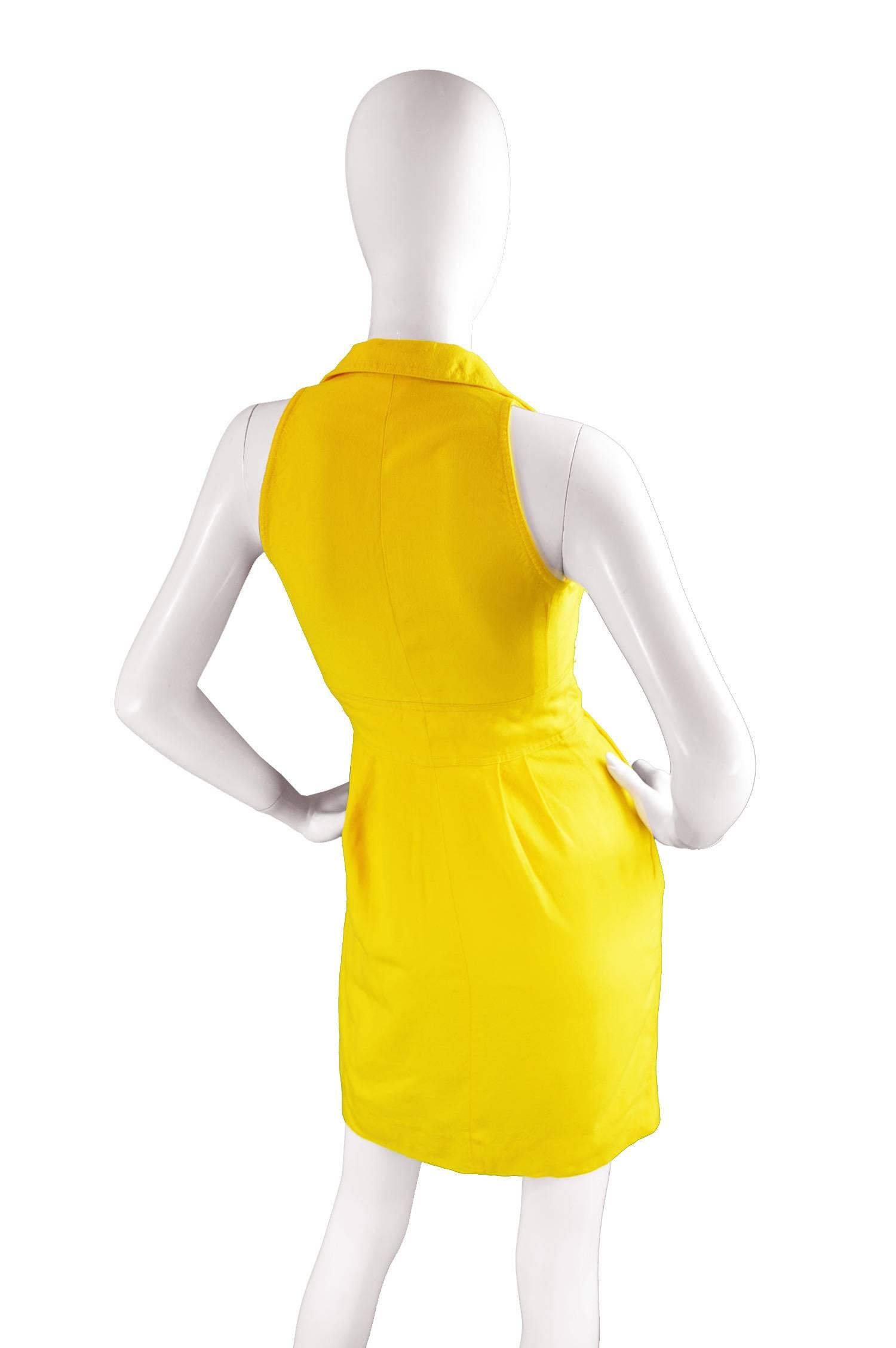 Women's Carven Boutique Vintage Yellow Linen Mini Dress, 1960s
