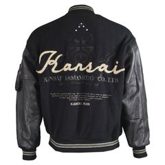 Kansai Yamamoto Mens Vintage Wool & Leather Letterman Jacket, 1990s