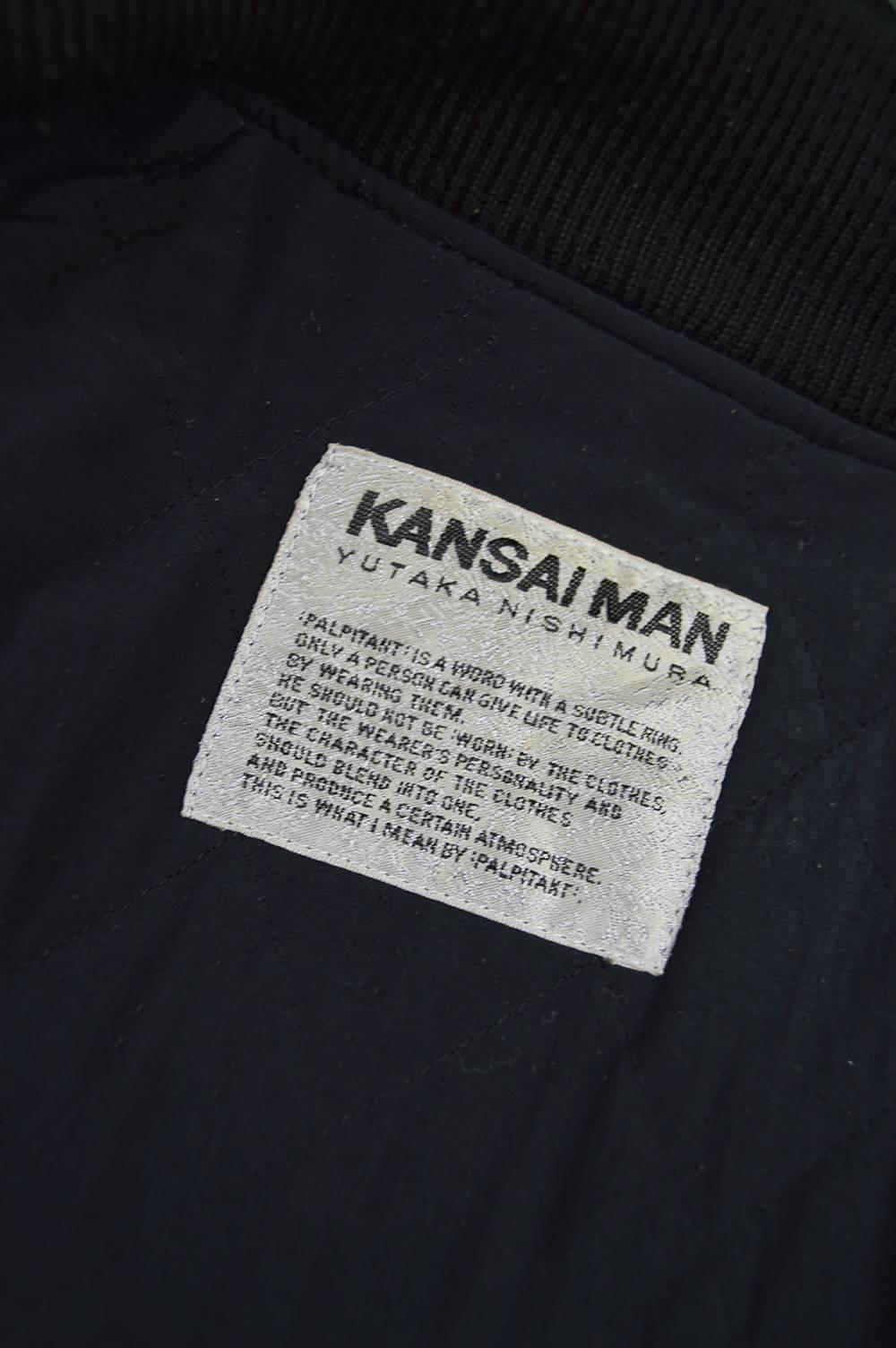 Kansai Yamamoto Mens Vintage Wool & Leather Letterman Jacket, 1990s For Sale 1