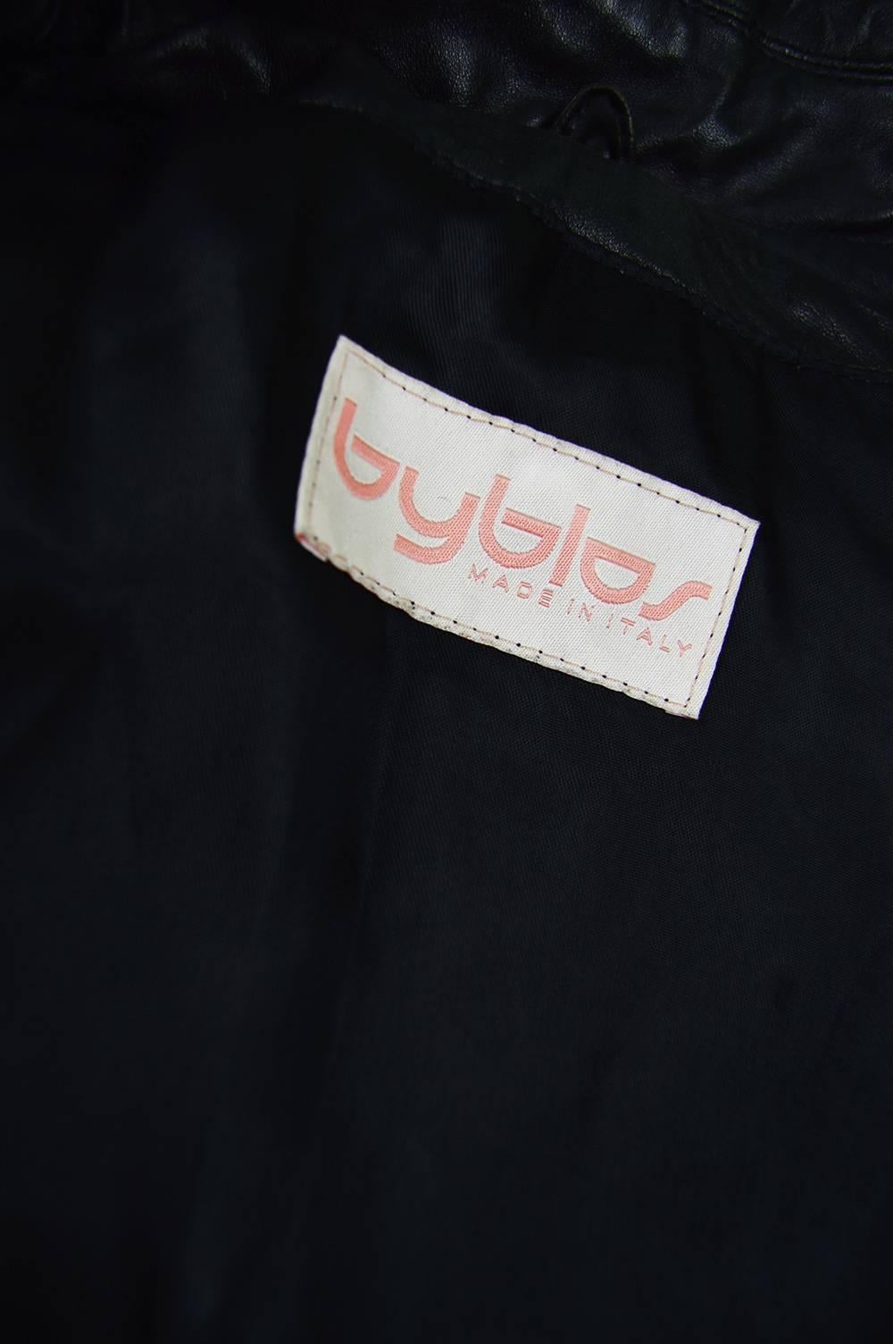 Byblos Women's Black Appliquéd Italian Leather Biker Jacket, A/W 1992 3