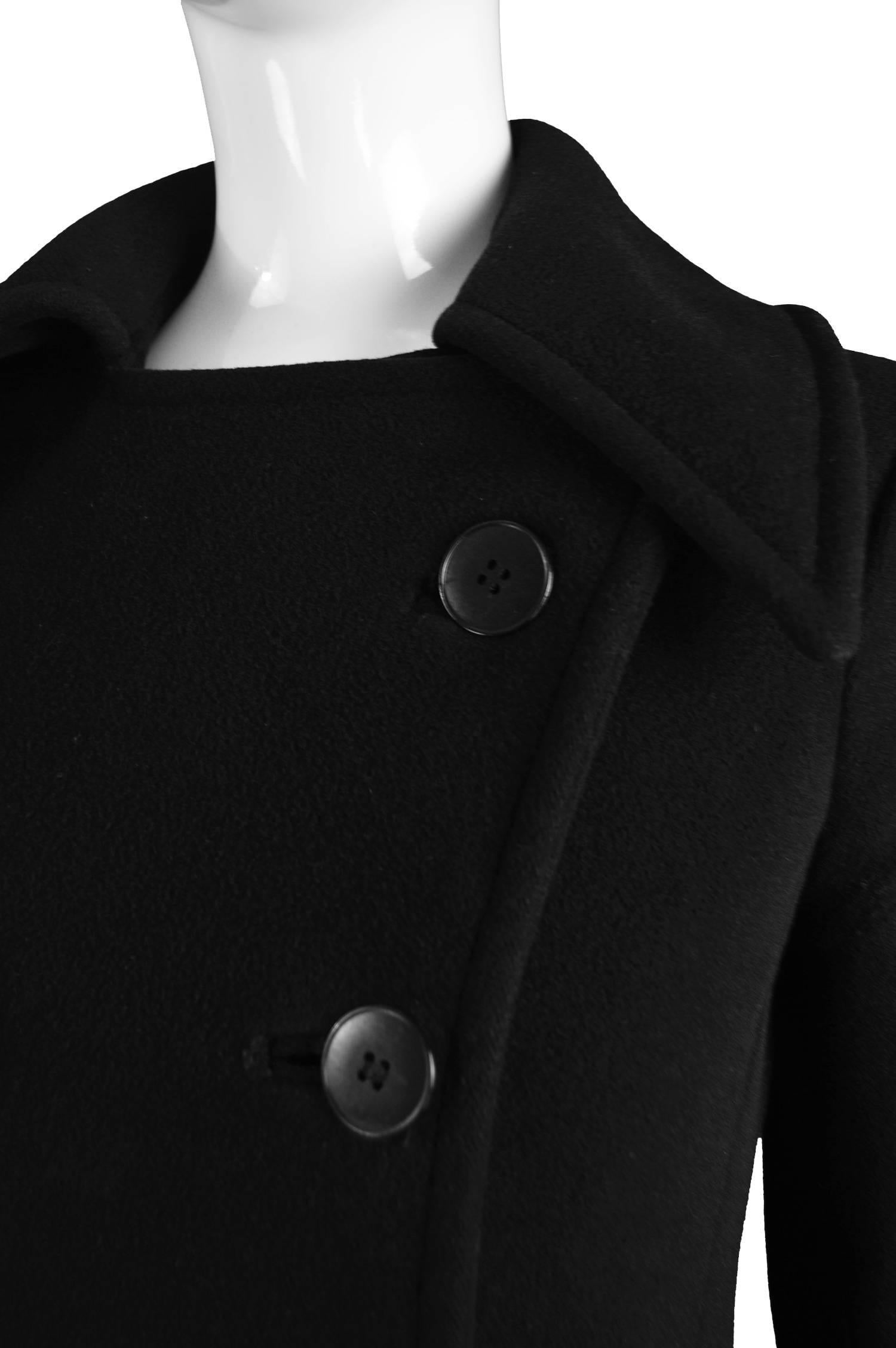 Calvin Klein Vintage Black Wool Double Breasted Pea Coat, 1970s In Excellent Condition In Doncaster, South Yorkshire