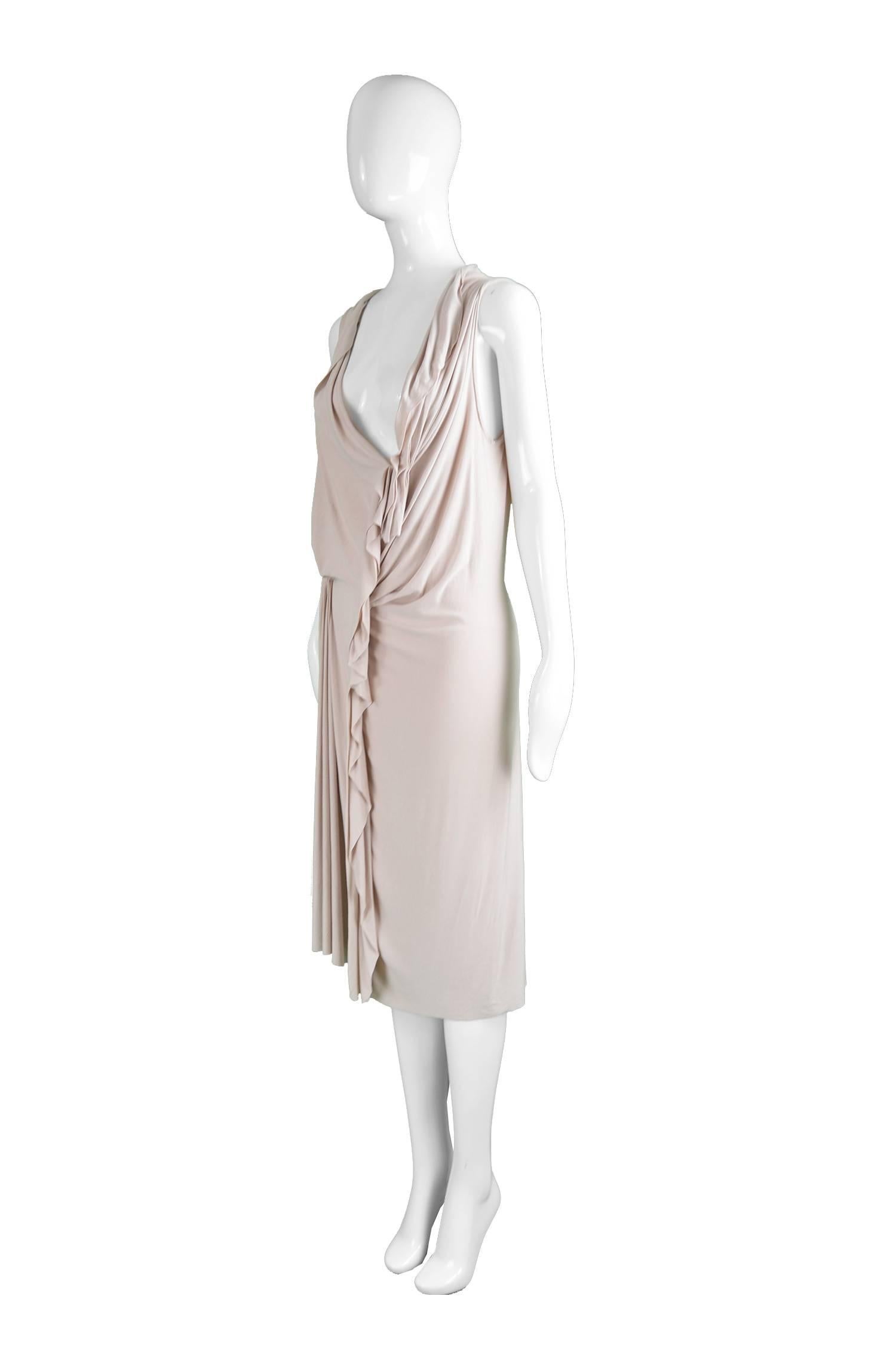 Anne Valérie Hash Pale Blush Pink Ruffled Draped Jersey Dress 1