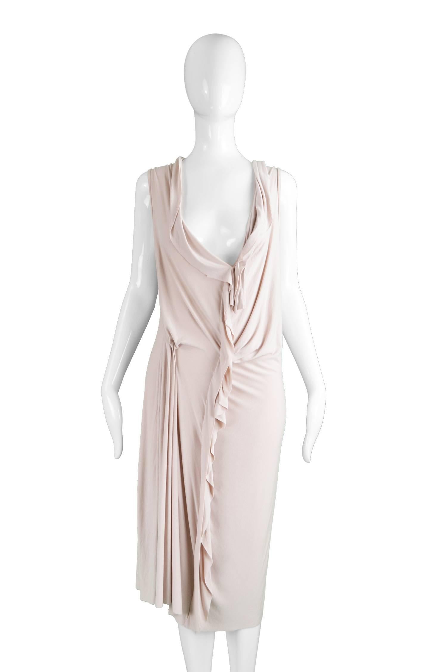 Beige Anne Valérie Hash Pale Blush Pink Ruffled Draped Jersey Dress