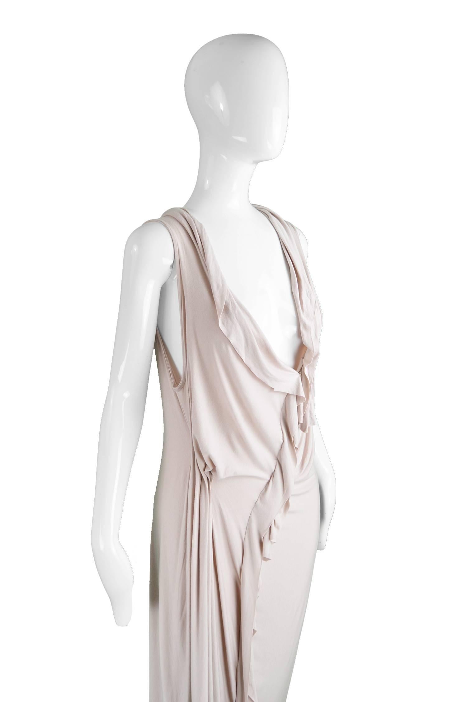 Women's Anne Valérie Hash Pale Blush Pink Ruffled Draped Jersey Dress