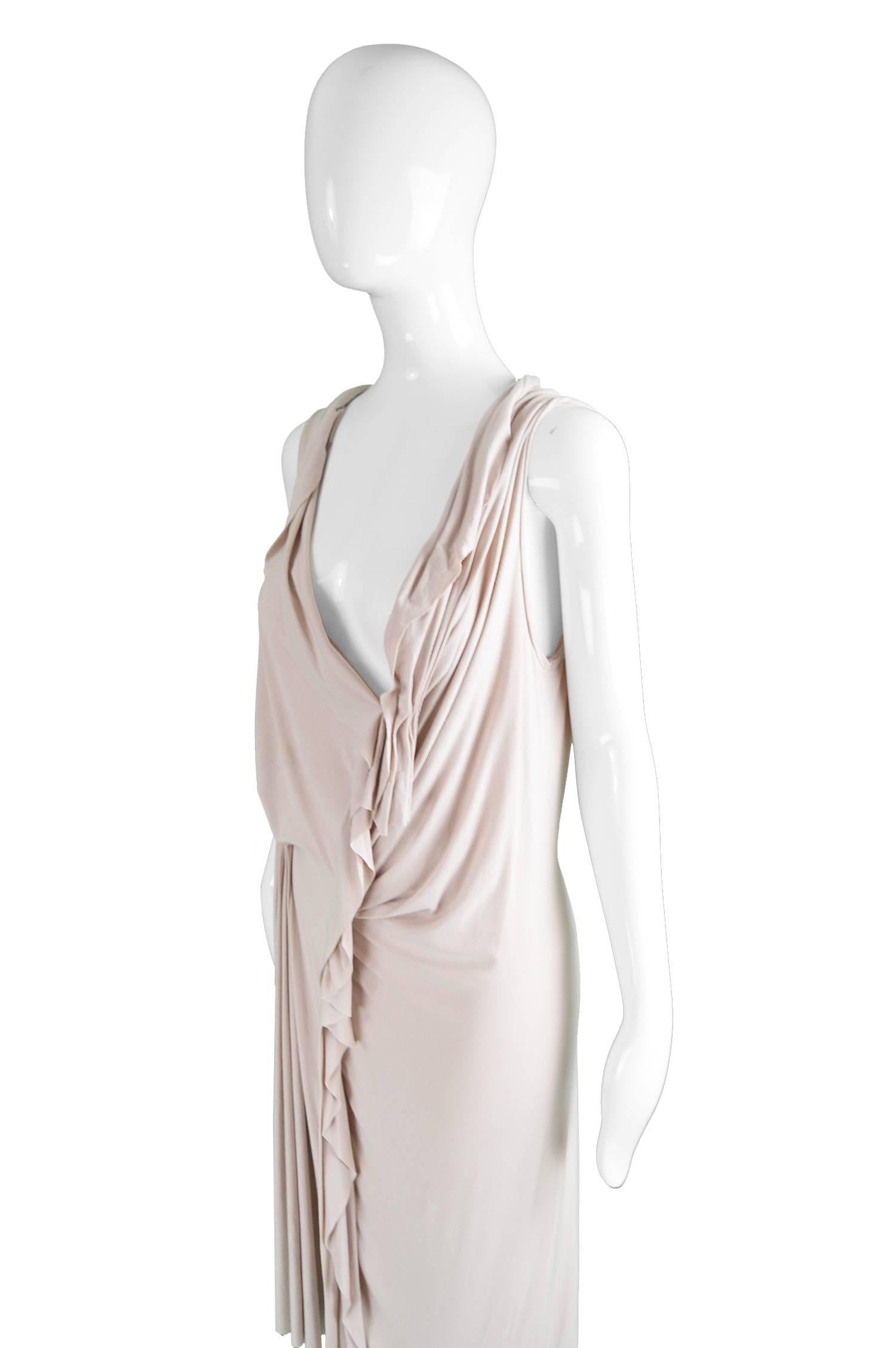 Anne Valérie Hash Pale Blush Pink Ruffled Draped Jersey Dress 2