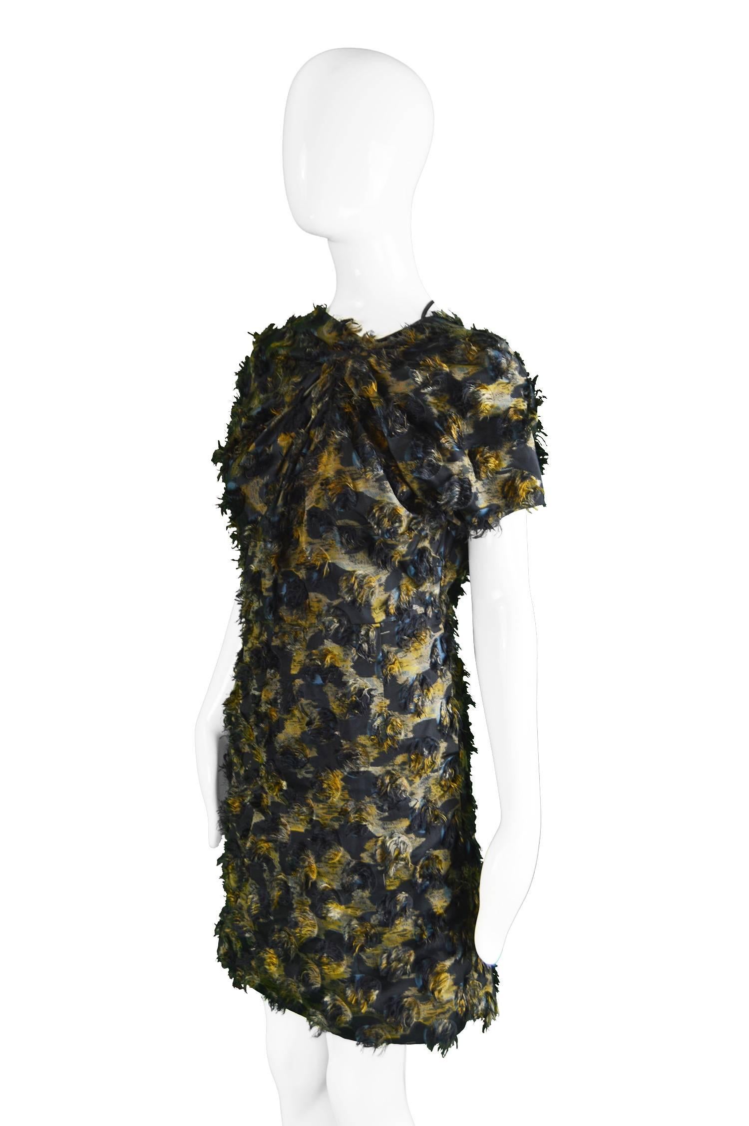 Marni Fuzzy Textured Gathered Silk Short Sleeve Party Dress, A/W 2010 For Sale 1